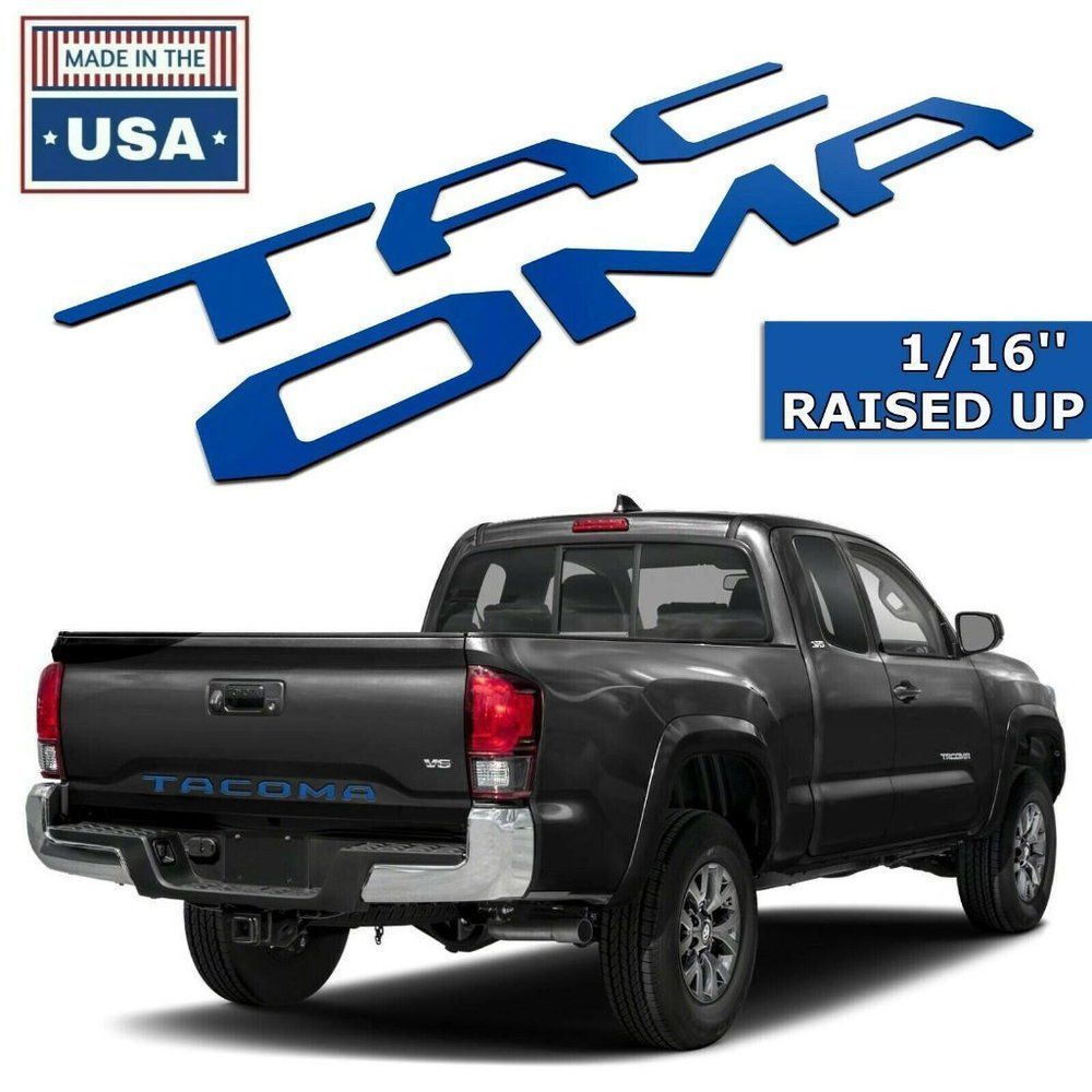 Blue Raised Plastic Letters Inserts fits Toyota Tacoma 2016-2022 Tailgate